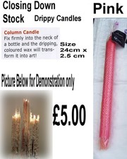 Drippy column candle 24cm pink