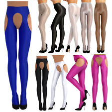 UK Women Sheer Pantyhose High Waist Tights Shiny Silk Footed Stockings Hosiery