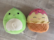 2 Squishmallows Bundle Dino and Ice Cream Good Condition