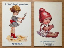 Comic Postcards x2 WISBECH "A Bob Doesn`t Go Far Here" & "I`m Counting the Days"