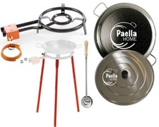 50cm Original Paella Pan Set + 40cm Gas Burner + Lid + Stainless Steel Spoon
