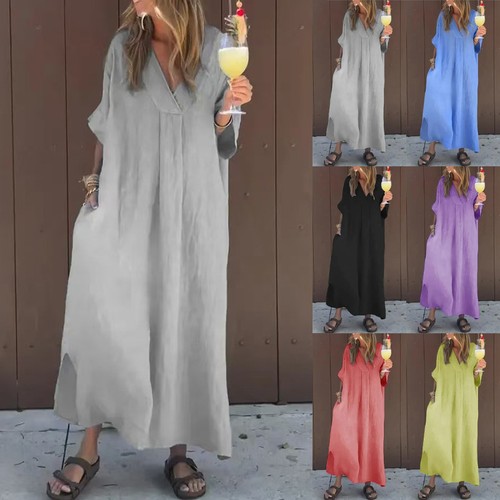 Women neck linen cotton - v-neck,
