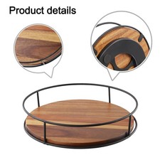 Oak Wood Turntable Organizer