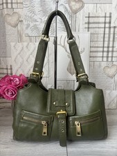 Vintage Ri2K Green Designer Double Handle Leather Handbag Over Shoulder Bag