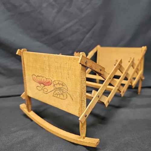 Antique wood doll bed - wood,
