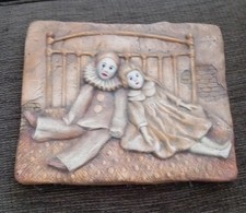Antique Vintage Inietti Pottery Wall Plaque 