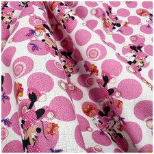 Minnie Mouse Pink Polka Disney Characters 100% Cotton Fabric 140cm Wide