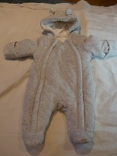 Pram Suit Grey Snow Suit Girls Boys Unisex Grey George First Size upto 9lb 4.5kg