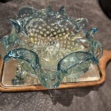 1960’s Murano Sea Foam Roll Edged Bowl, Turquoise & Gold & Silver