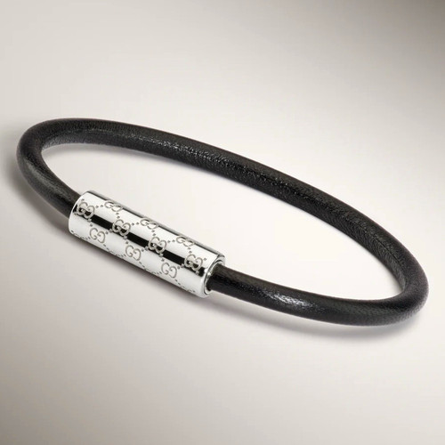 Gucci black leather bangle - gucci,