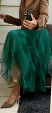 Green Net Midi Skirt, Lined