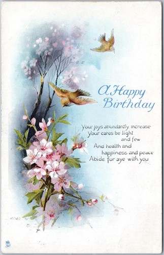 Antique postcard birthday - antique,