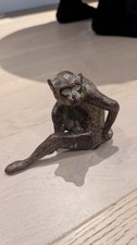 Vintage Patinated Bronze Seated Monkey Figurine Sculpture. Becera  1964. 