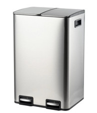 2x20L Kitchen Pedal Bin Stainless Steel 2 Compartment Recycling Bin - LID DENTED