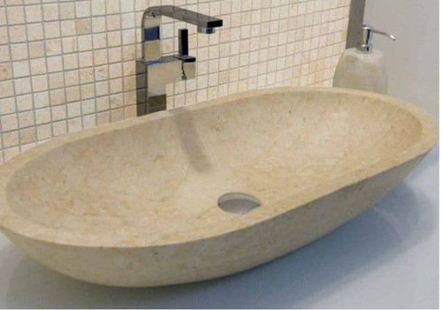 Polished beige oval stone - polished,