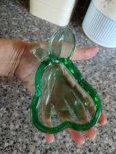 Glass / Crystal Green PEAR Shaped Ashtray or Trinket Bowl - Vannes Le Chatal ??