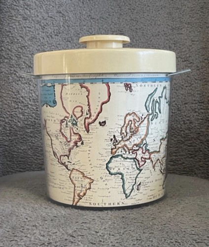 Vintage ice bucket map globe - vintage,