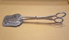 Vintage Silver Plated Stylish Flat Bottom Cake Tongs Server