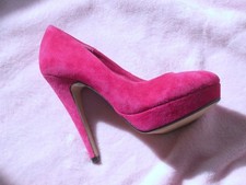 BNWOT TopShop RASPBERRY-CHERRY RED SUEDE Stiletto Heel Court Shoes UK 4 EU 37