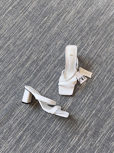Zara white leather strapy high - zara,