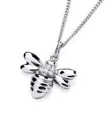 Sterling Silver Simulated Diamond Bumble BEE Pendant Necklace + 16 18 20"