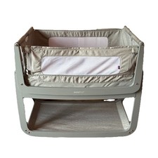 SnuzPod4 Baby Bedside Crib Cot Grey with Mattress, Reflux, Bed Straps & Manuals