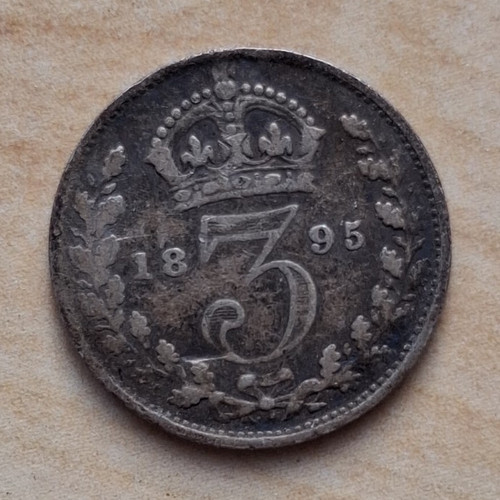 Queen victoria 1895 threepence - queen,
