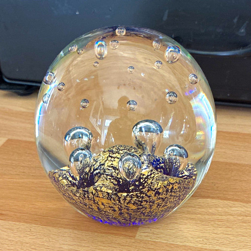 Clear glass paperweight with - glass,
