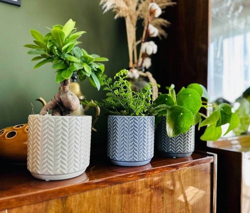 Ceramic cylinder round flower - ceramic,