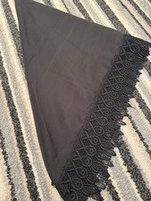 Black corner scarf with lace - black,