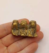Small Old Vintage Brass 3 Wise Monkeys - See No Evil Hear No Evil Speak No Evil 
