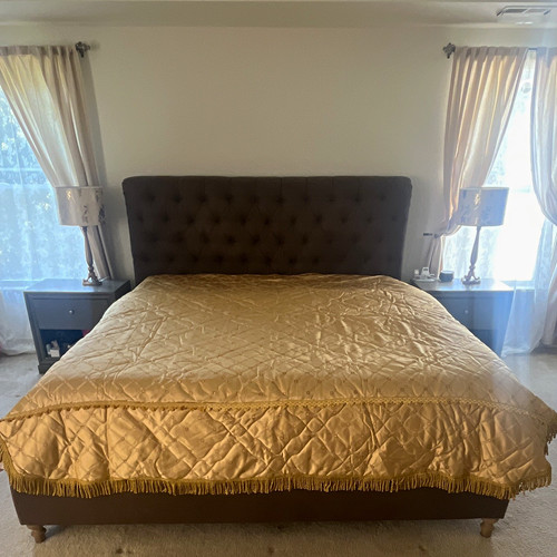 Gold satin quilted - quilted, queen