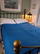 PURE WOOL BLANKET - VINTAGE - WARM - DEEP BLUE - BEAUTIFUL! ~Fleur~