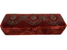 Antique Victorian Glove Box - Red velvet embellished