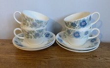 Wedgwood Clementine X4 Tea Cups, Saucers