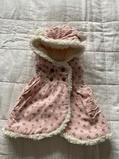 Baby Girl Aspen Pink Flower Corduroy Fluffy Coat Gilet Size 3-6 Months