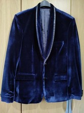 Mens Blue Velvet blazer  UK Size  38R used  once