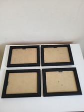 Set of 4 Black Photo Frames for 4"X6" Photos Wall Mounted Wooden