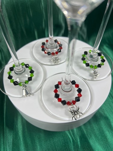 Halloween wine glass charms - halloween,