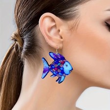 Rainbow Fish Dangle Earrings