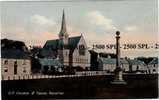 Swinton Postcard Berwickshire U.F. Church & Cross Colour Printed View c.1908