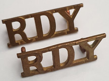 Royal Devon Yeomanry Brass Shoulder Title Badges Pair. R.D.Y British Army 2 Lugs