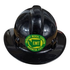 Fire Fighter EMT Fireman Paramedic Helmet Washington State Black Hard Hat