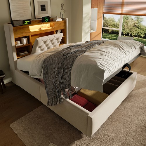 Double upholstered ottoman bed - double,