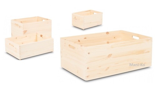 Wooden storage box without - without, lid