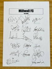 Hand Signed A4 Team Sheet -