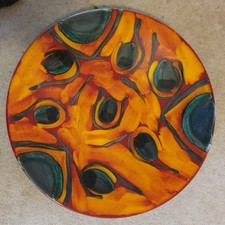 LARGE VINTAGE POOLE POTTERY  CHARGER PLATE 40cm PATTERN PEACOCK 