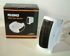 Rhino 2kW Dual Upright / Flat Fan Heater Hot Air Lightweight Home/Office, White