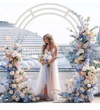 Large White Wedding Arch Stand: 3 Layer Garden Backdrop Metal Rack 200x60x260...