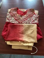 RED ANARKALI CHURIDAR SUIT Set Medium length size 14/16 without tag Ethnic Wear